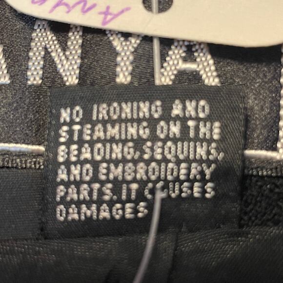 Vintage Anya Black Wool Lined Back Vent Red Beaded Bow Pencil Skirt Size 12 - Picture 10 of 12